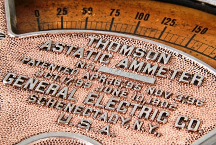 early 20th century new york city transit subway substation cast iron thomson astatic ammeter with a largely intact copper-plated finish on the front case
