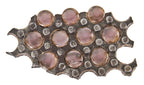 lightly cleaned and refinished late 19th century antique american industrial city sidewalk vault panel fragment comprised of cast iron with solid circular-shaped glass rondels
