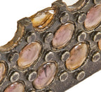 lightly cleaned and refinished late 19th century antique american industrial city sidewalk vault panel fragment comprised of cast iron with solid circular-shaped glass rondels