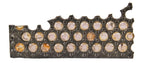 c. late 19th century rare unique and highly sought after refinished cast iron city sidewalk vault light panel fragment with "sun-purple" slid glass rondel insets