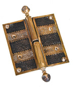 single c. 1880's original antique american interior residential cast brass "ivy" pattern passage door hinge with unique ball and claw finials