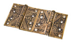 matching set of hard to find original 19th century eastlake style "bamboo" pattern interior residential cast brass passage door hinges with black enameled inlay
