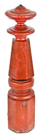 impressive c. 1875 original octagonal-shaped solid walnut wood chicago commercial building newel post with original cap and tapered finial