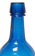 mid-nineteenth century (1853-1865) sapphire blue pontiled porter bottle finished with a tapered collar and ring manufactured by a philadelphia area glassworks.