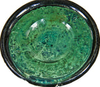 unusual  privy-dug light jade saratoga pint shaped pontiled bottle with high sloping shoulders and a squat neck, finished with an applied blob.