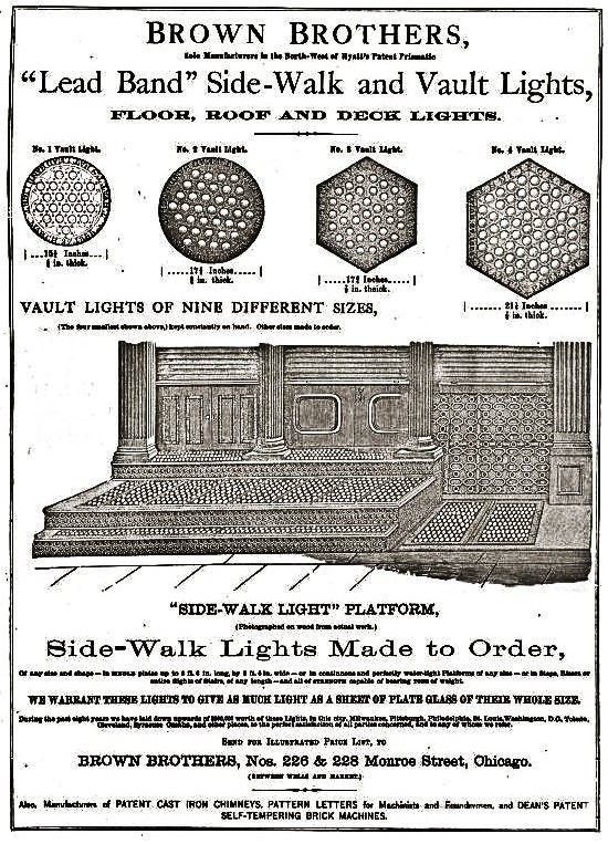 original late 19th century rare salvaged chicago refinished cast iron vault light panel with brown brothers glass rondels