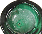 mid-19th century antique american squat body dark emerald green glass iron-pontiled bottle designed and fabricated by the dyottville glassworks, philadelphia, pa.