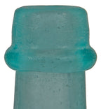mid-nineteenth century (1860-1870) privy-dug deep blue aqua porter shaped bottle with a twitchell-style applied tapered lip and rounded ring manufactured in new jersey, likely by the bridgeton glass works.
