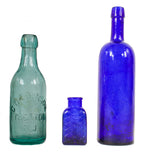 original antique ameican single 19th century light aqua small champagne style beer bottle with applied blob top