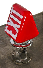 largely intact american depression era art deco style ruby red glass wall-mount illuminated linker hotel wall sconce with polished chrome fitter
