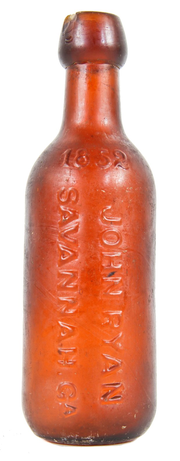 rare mid-nineteenth century american civil war-era antique medium amber ginger ale bottle with applied rounded taper