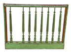 largely intact c. 1870's post-fire chicago interior painted green solid walnut wood commercial building railing with hexagonal-shaped spindle or "sticks"