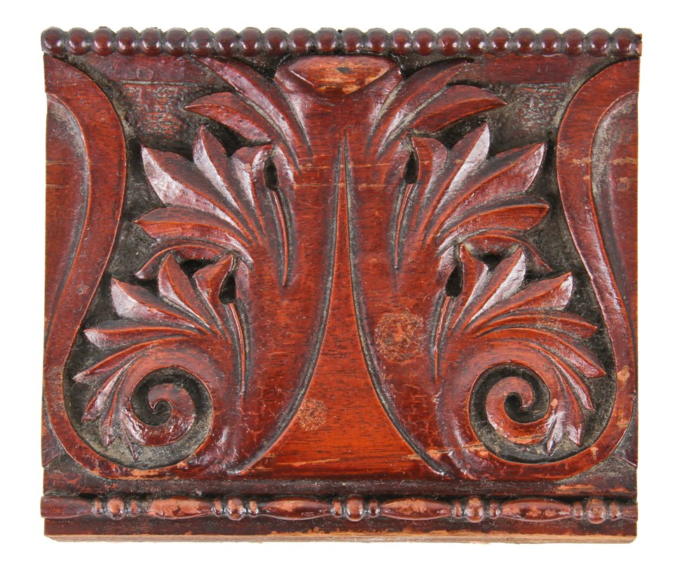 original late 19th century chicago athletic association building varnished mahogany wood billiard room molding with romanesque design motifs