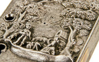 hard to find and highly collectible pre-civil war era deeply embossed and heavily ornamented "emigrant" residential passage cast iron door rim lock
