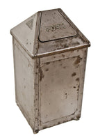 oversized c. 1930's american depression era refinished fully functional freestanding "self-closing" upright trash or garbage can with pyramidal top