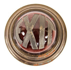 original late 1920's american art deco style interior theater auditorium illuminated ruby red exit light with deeply recessed lettering and bronze plated fitter