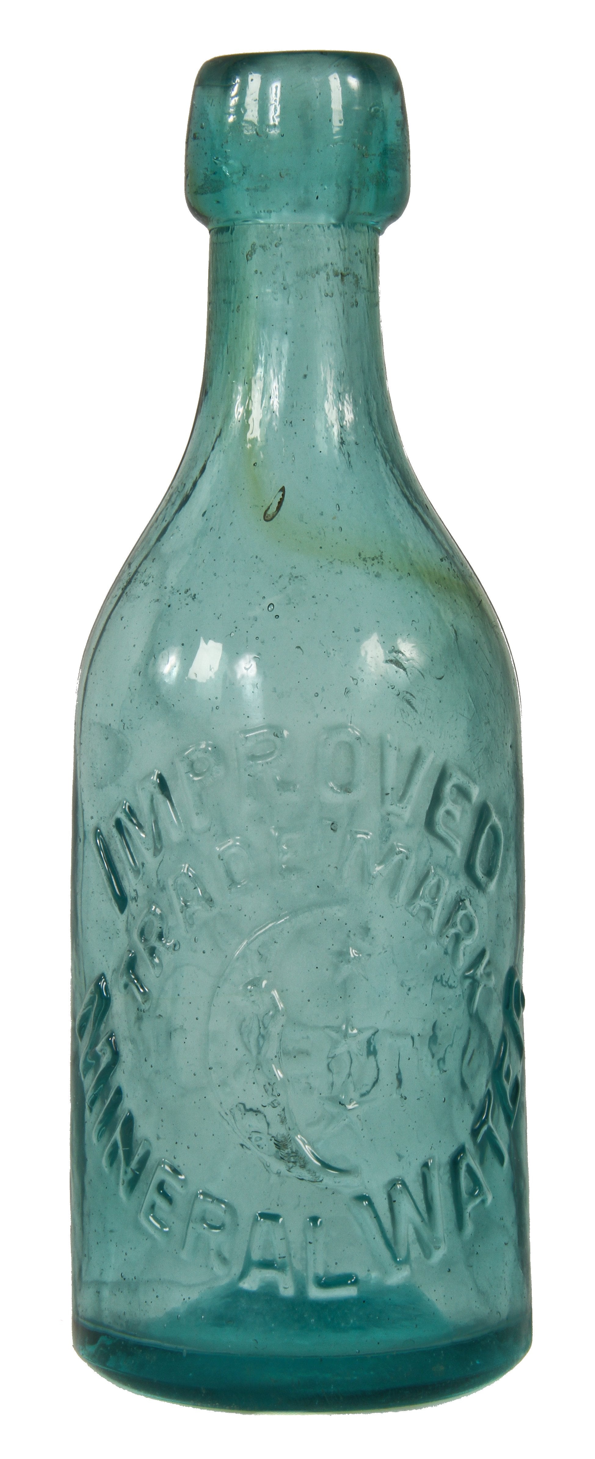 rare and all original nineteenth century western blobtop blue aqua glass pony soda bottle manufactured for c.a. reiners & co. in san francisco, ca.