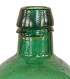 single rare mid-nineteenth century antique american emerald green saratoga pint bottle manufactured for clarke & co, new york.