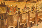 very rare and historically important early 20th century framed and signed polychromatic watercolor rendering of walt's restaurant and//or heileman hall