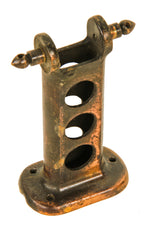 hard to find original turn of the century "no. 15" model faries wall-mount dental lamp perforated cast iron mounting bracket component with oxidized copper-plated finish