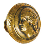 original early 1870's well-worn ornamental cast brass footed-shank "george" residential doorknob designed by "f. jahn" for enoch robinson