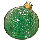 seldom found early 20th century vibrant green enameled faries no. 94 "dimpled" style parabolic-shaped stamped aluminum task lamp reflector or shade with patented socket fitter