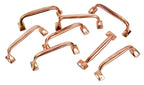 eight matching original c. 1900's antique american ornamental cast bronze apothecary or drugstore cabinet drawer handles with a brushed and sealed finish