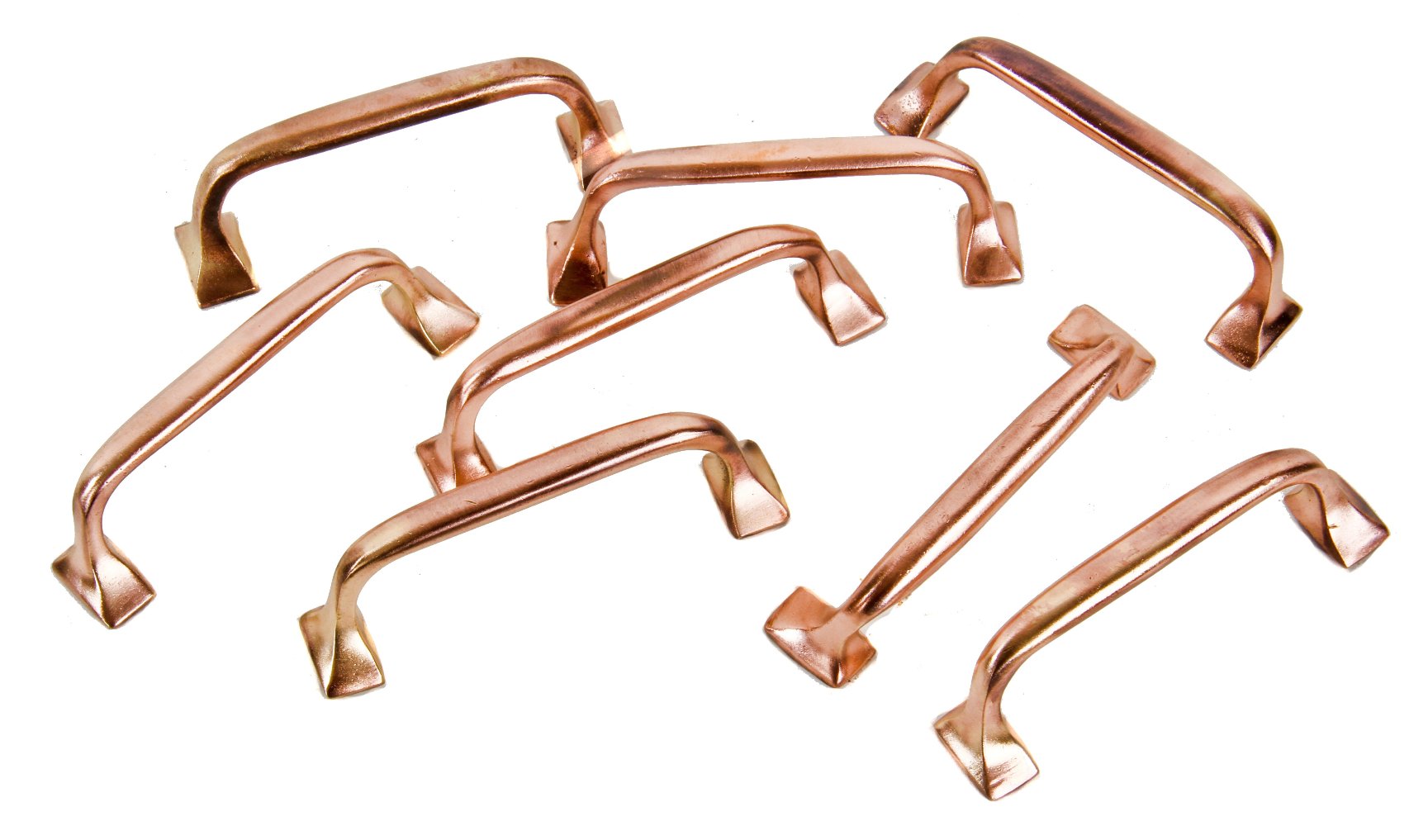 eight matching original c. 1900's antique american ornamental cast bronze apothecary or drugstore cabinet drawer handles with a brushed and sealed finish