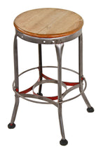 one of two matching original c. 1940's vintage american industrial "uhl art steel" four-legged stationary stool with footrest and intact hardened black rubber "feet"