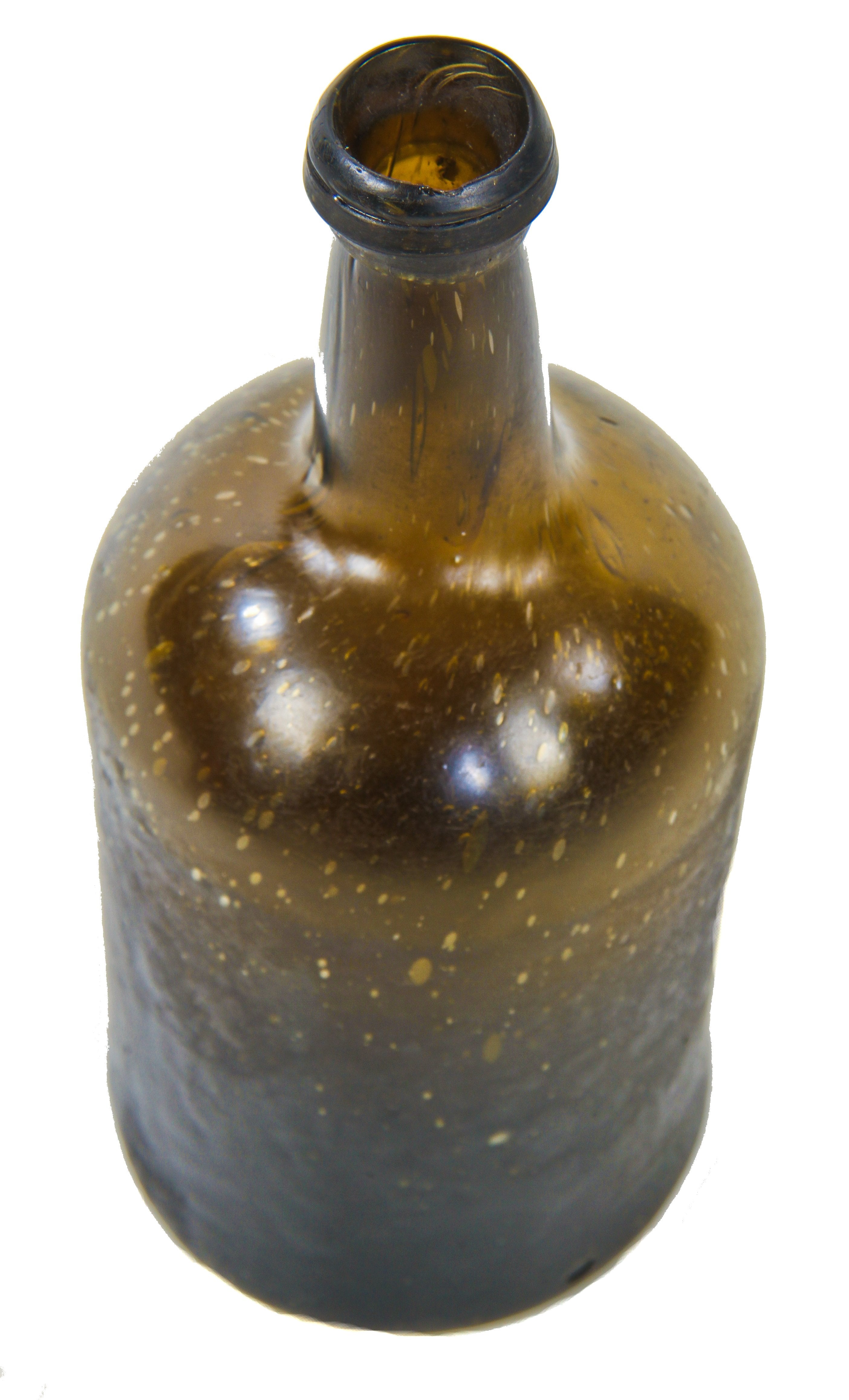very rare and all original antique early nineteenth century free-blown pontiled deep olive amber glass porter-style bottle manufactured for unknown bottler.