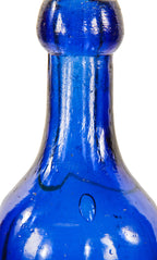 rare mid-nineteenth century deep cobalt blue pontiled mineral water bottle manufactured for john ryan in savannah, georgia.