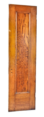single original c. 1897 interior chicago two-flat solid oak wood single recessed panel narrow closet door with well-maintained varnished finish