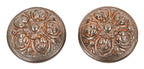 original late 19th century antique american "pasco" pattern interior residential ornamental cast iron doorknobs with a copper-plated wash