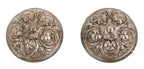 two matching original late 19th century ornamental cast iron banded rim passage door "pasco" pattern interior residential doorknobs