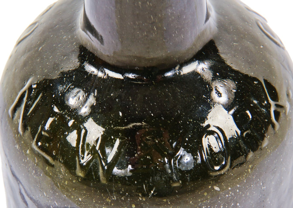 original and intact crude c. 1840's black glass quart bottle manufactured for new york bottlers clarke & white.