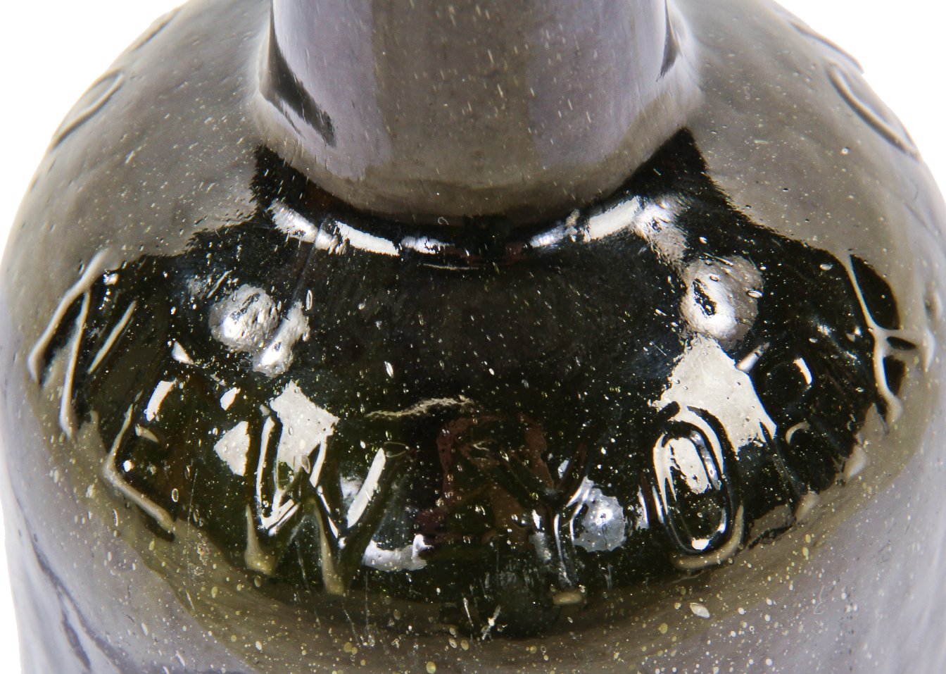 original and intact crude c. 1840's black glass quart bottle manufactured for new york bottlers clarke & white.