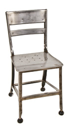refinished american depression era "uhl art steel" pressed and folded furniture sheet metal school or administration office four-legged chair with intact black rubber "shoes"