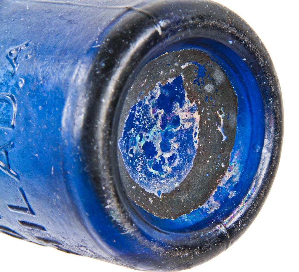 original civil war era c. 1860's deep cobalt blue porter shaped soda or mineral water bottle manufactured for pennsylvania bottler james wise.