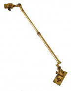 versatile early 20th century antique american industrial fully adjustable highly desirable tubular brass telescoping o.c. white articulating task lamp with cast brass mountable backplate