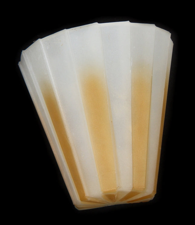 highly sought after all original and completely intact american art deco replacement ceiling fixture two-tone pressed glass patented slip shade