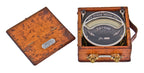 seldom found all original and completely intact turn of the century portable nicke-plated cast iron ampere-meter with varnished hardwood carrying case