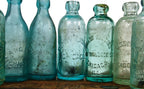 lot of chicago privy dug c. 1880's-1890's aqua blue glass blobtop bottle fabricated for an assortment of chicago bottlers
