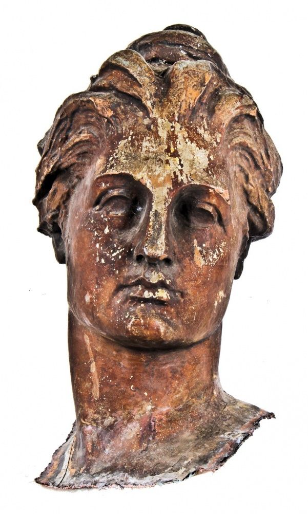 museum-quality gargantuan turn of the century riveted joint montgomery ward & company building observatory wrought bronze weathervane head fragment