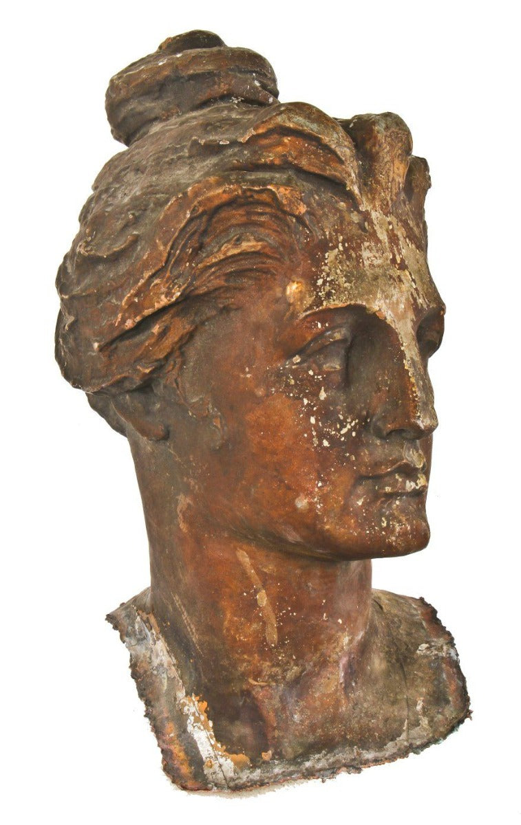 museum-quality gargantuan turn of the century riveted joint montgomery ward & company building observatory wrought bronze weathervane head fragment