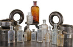 nice assortment of original late 19th and early 20th century original chicago privy-dug druggist bottles with bold and deeply embossed markings