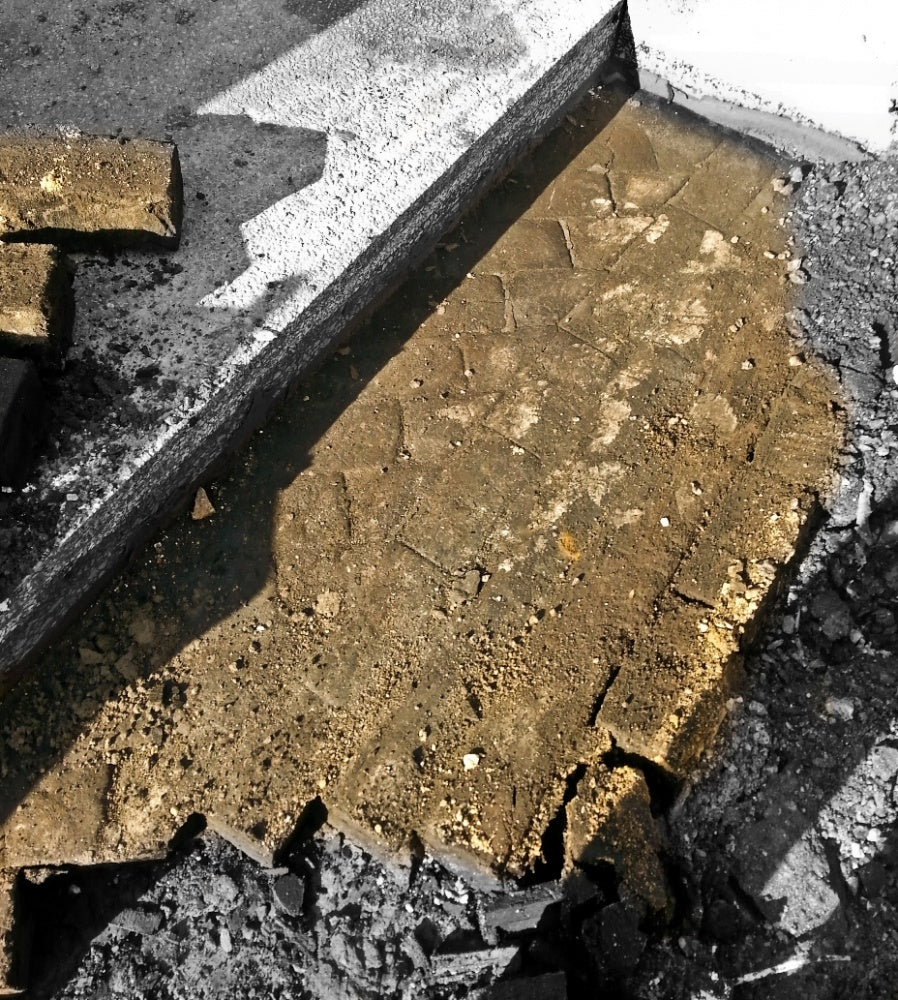 c. late 19th or early 20th century original antique american industrial solid creosoted yellow pine wood chicago street wood block pavers