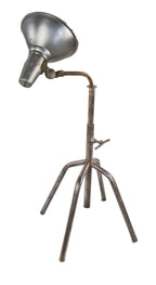 american industrial custom-built factory machine light with an all-welded joint four-legged stand supporting an adjustable benjamin deep bowl reflector