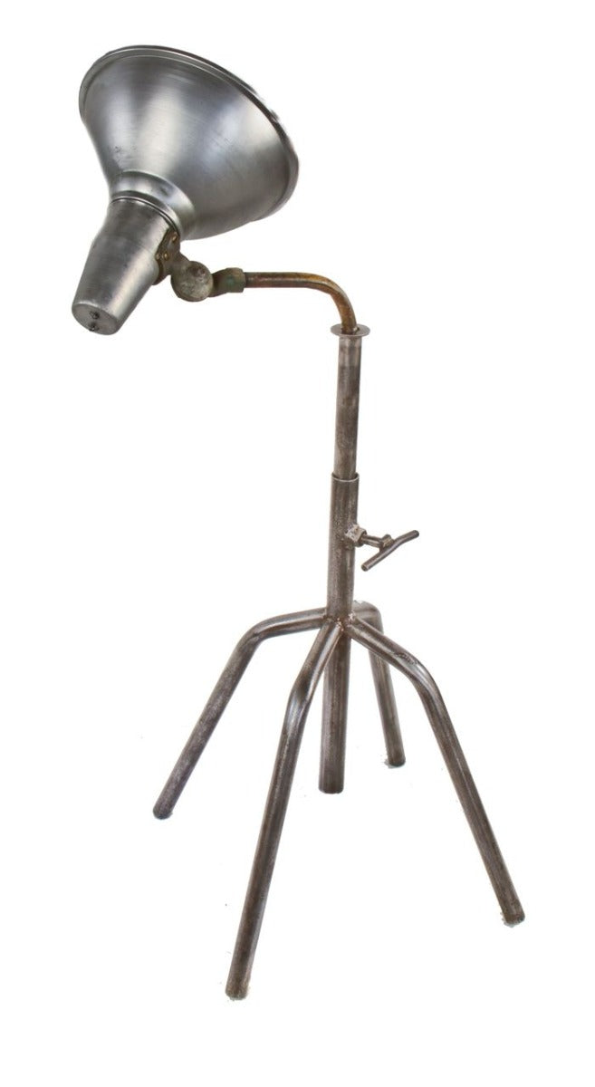american industrial custom-built factory machine light with an all-welded joint four-legged stand supporting an adjustable benjamin deep bowl reflector
