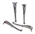 group of four matching original and remarkably intact fanciful cast iron cabriole style american antique salvaged chicago medical supply cabinet legs with brushed and sanded metal finish