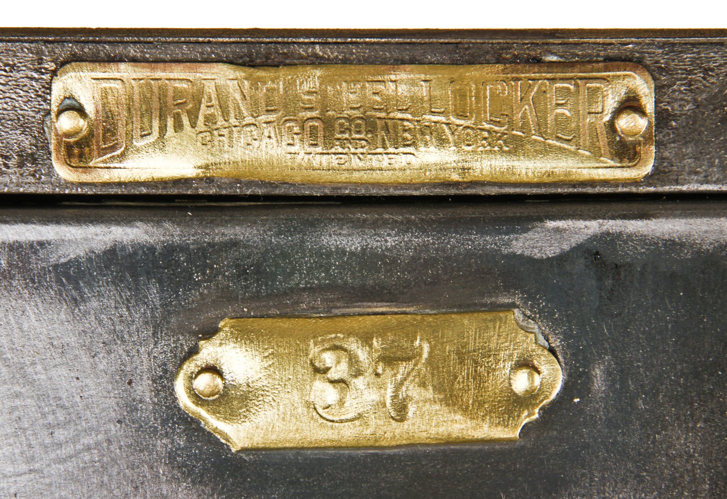 unusually tall c. 1918 refinished american antique industrial "durand" freestanding chicago area factory lunchroom locker with fanciful cast iron handles